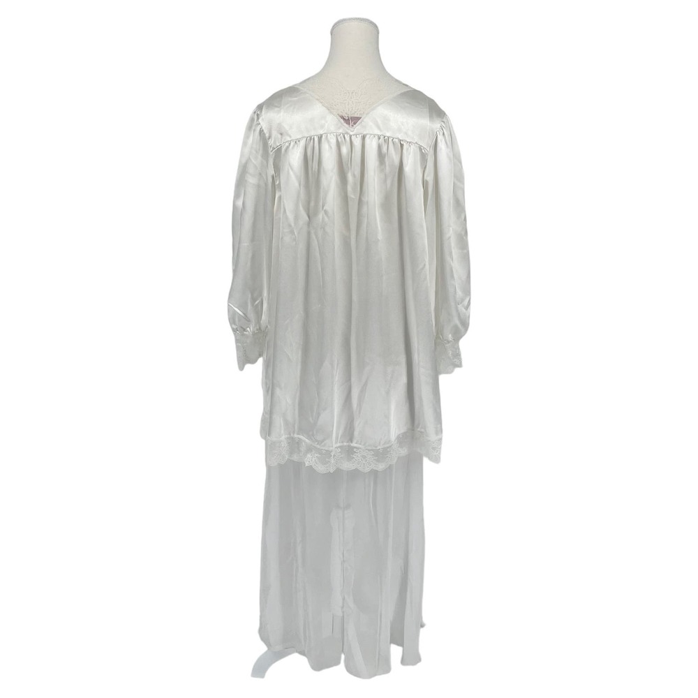 Vintage Nightgown & Robe Set Me 2 Sleepwear White ILGWU Women’s Large - Picture 3 of 16